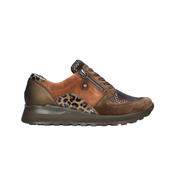 Waldläufer | Wide H Fit Lace &amp; Zip Stretch Trainers in Wood Khaki | H64007 277 image