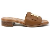 Oh My Sandals | Slip On Brown Leather Sandals with Low Heel | 5890 Doya Roble image