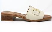 Oh My Sandals | Slip On Off White Leather Sandals with Low Heel | 5890 Doya Hielo image
