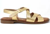 Oh My Sandals | Gold Leather Flat Gladiator Sandals | 5832 image