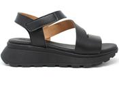 Oh My Sandals | Low Wedge Velcro Sandals in Black | 5955 image