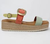 Oh My Sandals | Platform Sandals in Coral &amp; Green | 6024 Bianco image