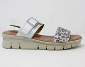 Valerias | Low Wedge Sandals in White &amp; Leopard | 2603 image