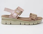 Valerias | Low Wedge Sandals in Salmon Pink &amp; Leopard | 2603 image