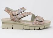 Valerias | 3 Strap Low Wedge Sandals in Beige | 2601 Cuero image