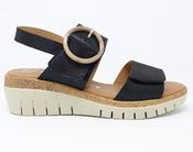Valerias | Low Wedge Sandals in Marine Navy with Beige Sole | 2664 image