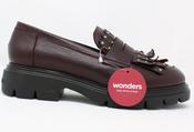 Wonders | Slip On Leather Shoe with Frill &amp; Stud Detailing in Burgundy | A-4315 Vino image