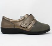 Easy B | Velcro Strap Wide Fit Stretch Shoes in Bronze | 75264B image