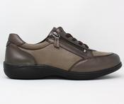 Easy B | Lace &amp; Zip Wide Fit Soft Stretch Trainers in Brown | 75374R image