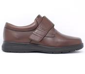 Easy B | Mens Wide Fit Velcro Leather Shoe in Brown | Benny 2V image