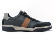 iMac | Lace Up Casual Leather Shoe in Navy Blue with Cognac Contrast | Roma 102670 image