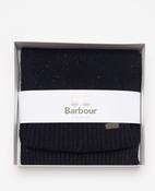 Barbour | Carlton Beanie &amp; Scarf Set in Navy Fleck | mgs0047 ny31