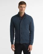 Barbour | Patch Zip Lambswool Cardigan in Ink Blue with Elbow Patches | MKN0731 IN72