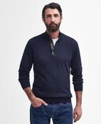 Barbour | Cotton 1/4 Zip Cotton Jumper with Tartan Trim in Navy | MKN1074 ny91