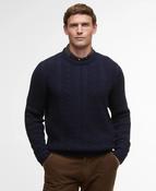 Barbour | Lowfen Wool Cotton Blend Crew Cable Knit in Navy | MKN1679 ny91
