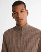 Barbour | Herringbone Knitted Cotton Wool Blend 1/2 Zip Jumper in Stone Beige | MKN1747 st51
