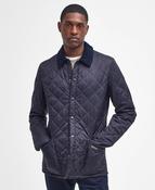 Barbour | Liddesdale Quilted Navy Jacket with Snap Close Front &amp; Fold Down Collar | mqu0240 ny92
