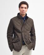 Barbour | Powell Fleece Lined Quilted Jacket in Olive Green with Brown Leather Trim | mqu0281 ol51