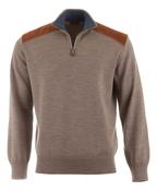 Paul&amp;Shark | Cool Touch Wool 1/2 Zip Knit in Beige with Contrast Rust Cord Shoulders | 15311126 661