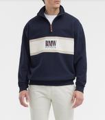 RM Williams | Classic RM Williams 1/2 Zip Sweat with Chest Panel Logo in Navy | KZU00BB image