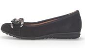 Gabor | Slip On Nubuck Ballerina Shoe in Black with Chain Detailing | 62.625.47 image