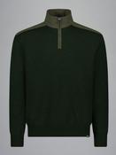 Paul&amp;Shark | Soft Cool Touch Wool 1/2 Zip Knit in Musk Green with Contrast Shoulders | 99311021 036