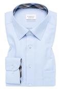 Eterna | Modern Regular Fit Twill Cotton Shirt with Pocket in Light Blue with Brown Check Trim | 1058 x141 11 image