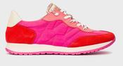 Wonders | Towanda Soft Elastic Lace Trainers in Flame Red &amp; Pink with Gold Contrast | A-4802 image