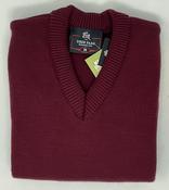 V Neck School Jumper with no Crest in Wine (Note: Price Varies by Size)