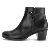 Gabor | 5cm Block Heel Ankle Boots in Black Leather with Zip | 8029.01 002