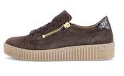 Gabor | Lace &amp; Zip Platform Trainers in Brown Suede with Heel Contrast | 6010.02 005