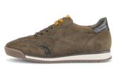 Gabor | Low Suede Lace Up Trainers in Olive with Brown Contrast Heel | 6025.02 004 image