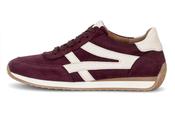 Gabor | Wide H Fit Lace Up Suede Trainers in Mulberry Burgundy with Sporty White Contrast | 6032.01 004