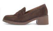 Gabor | 5cm Block Heel Suede Slip On Shoe in Brown | 4007.01 005