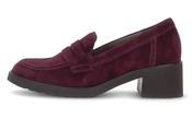 Gabor | 5cm Block Heel Suede Slip On Shoe in Mulberry Burgundy | 4007.01 003