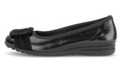 Gabor | Slip On Leather Ballerina Pumps in Black with Suede Bow Detail | 3012.01 001 image