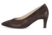 Gabor | Pointed Toe Slip On Court Shoe in Mocca Brown Suede with 6cm Heel | 3014.01 005 image