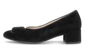 Gabor | 4.5cm Block Heel Slip On Shoe in Black Suede with Square Detail | 3015.02 001 image