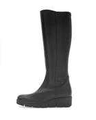 Gabor | Knee High Wedge Boots in Black Leather with Side Zip | 8005.03 001 image