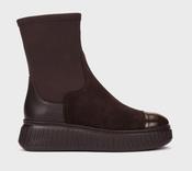 Wonders | XFly Stretch Sock Wedge Boots in Dark Brown with Side Zip | A-5207 Testa image