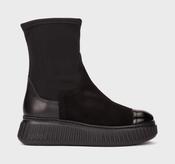 Wonders | XFly Stretch Sock Wedge Boots in Black with Side Zip | A-5207 Negro