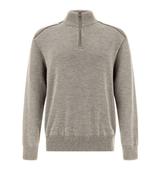 Paul&amp;Shark | 1/2 Zip Wool Knit with Contrast Velvet Shoulders in Taupe Beige | 16311135 907 image