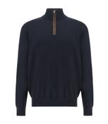Paul&amp;Shark | 1/2 Zip Wool Knit in Navy with Contrast Brown Zip Trim | 16311157 050 image