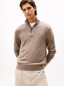 Tommy Hilfiger | Pima Cotton 1/2 Zip Knit in Taupe Heather | mw0mw28049 h13