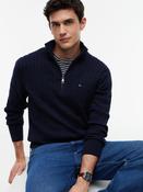 Tommy Hilfiger | Classic Cotton Cable 1/2 Zip Knit in Navy | MW0MW36532 dw5
