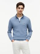 Tommy Hilfiger | Essential Cotton 1/2 Zip Jumper in Brisk Blue Heather | MW0MW37331 d0z