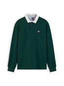 Tommy Jeans | Relaxed Fit Badge Rugby in Velvet Green with Contrast Collar | DM0DM23070 MBM