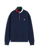 Tommy Jeans | Relaxed Fit Branded Collar 1/2 Zip Sweat in Navy | DM0DM23605 C1G