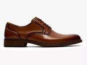 Clarks | Lace Up Derby Leather Dress Shoe in Tan Brown with Cushioned EVA Foam Footbed | CraftRemi Lace image