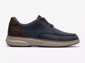 Clarks | Lightweight Lace Up Leather Shoe in Navy with Contrast Dark Brown Heel | Mullan Moc image